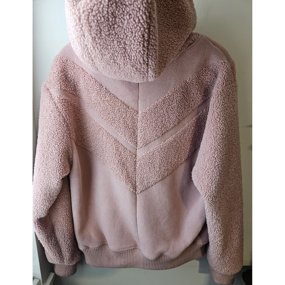 Koolaburra By UGG Fleece Sherpa Bomber Hoodie Jacket Women's M Pink Zip‎ Coat - Picture 3 of 11